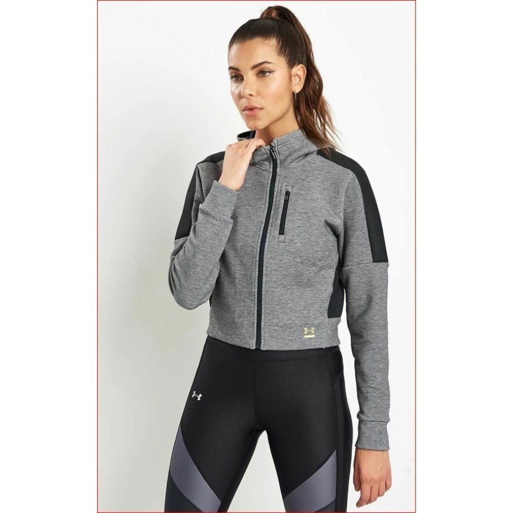 Under Armour Perpetual Spacer Jacket Womens XL Grey Fitted Hoodie 1314255